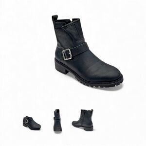 New Without Box Lucky Brand Kenadie Black Ankle Boots with Buckle Size 8.